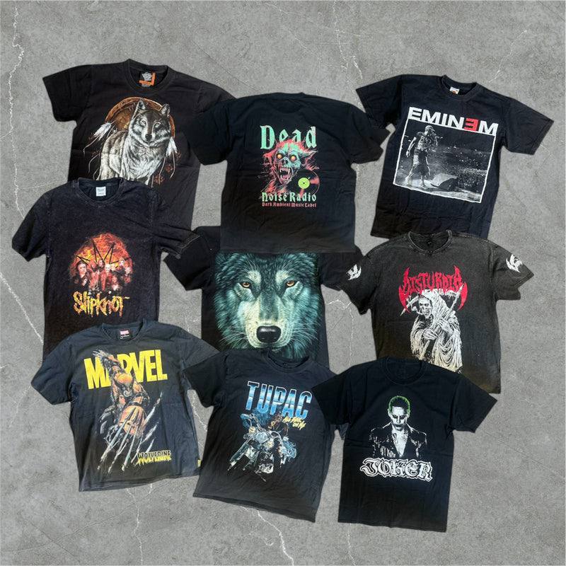 BOX 25KG MAN'S/WOMAN'S -  T-SHIRTS METALLIC AND ROCK