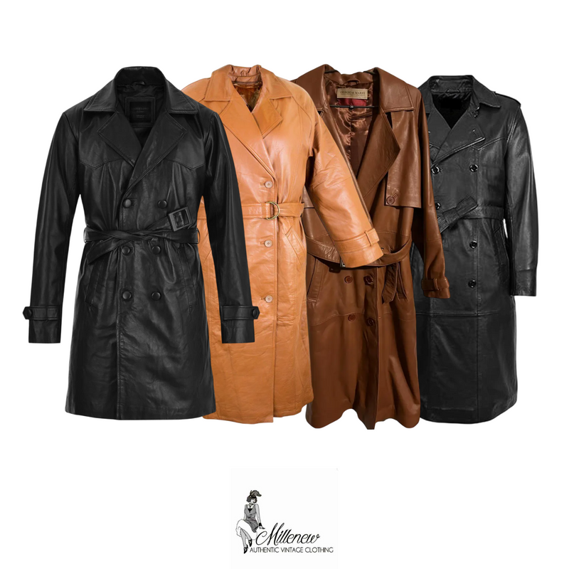 Anni '70 Trench in Pelle da Uomo